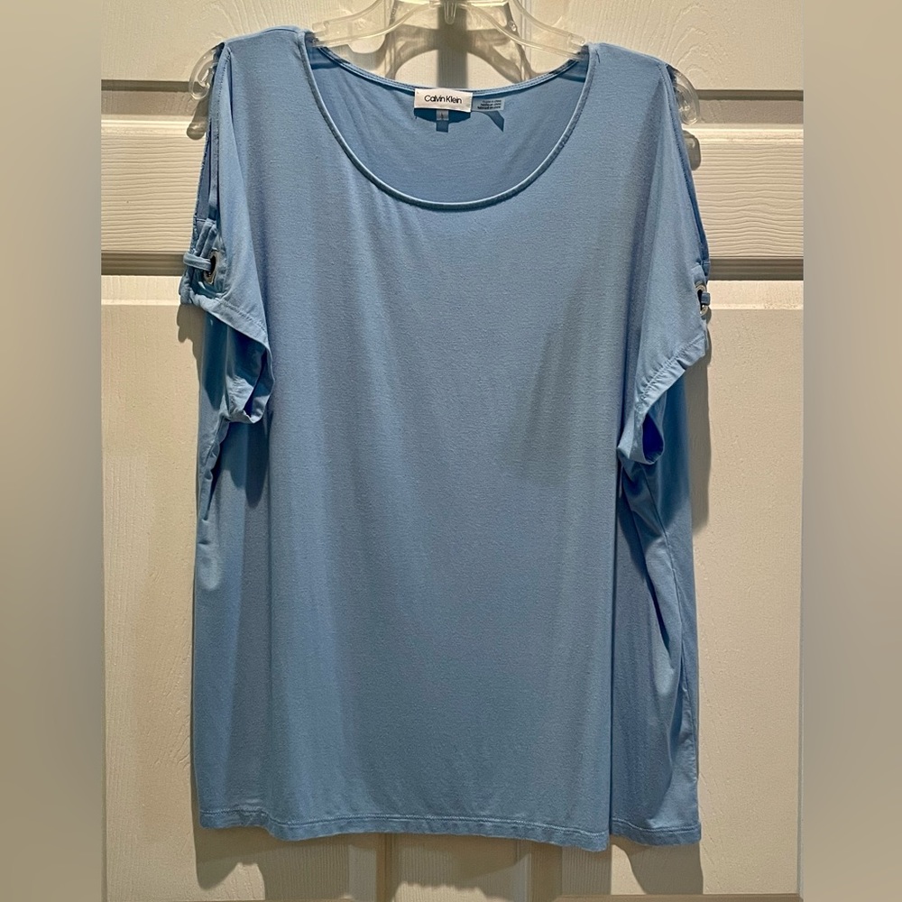 Calvin Klein Extended Sleeve Top with Square Hardware -Womens Size L - Picture 2 of 7